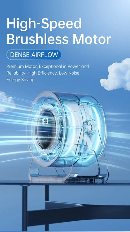 TINSOL 1800mAH Portable Electric Fan with Ambient Light Turbo Mute Electric Fan Desktop Wall Mount Ceiling Air Cooler
