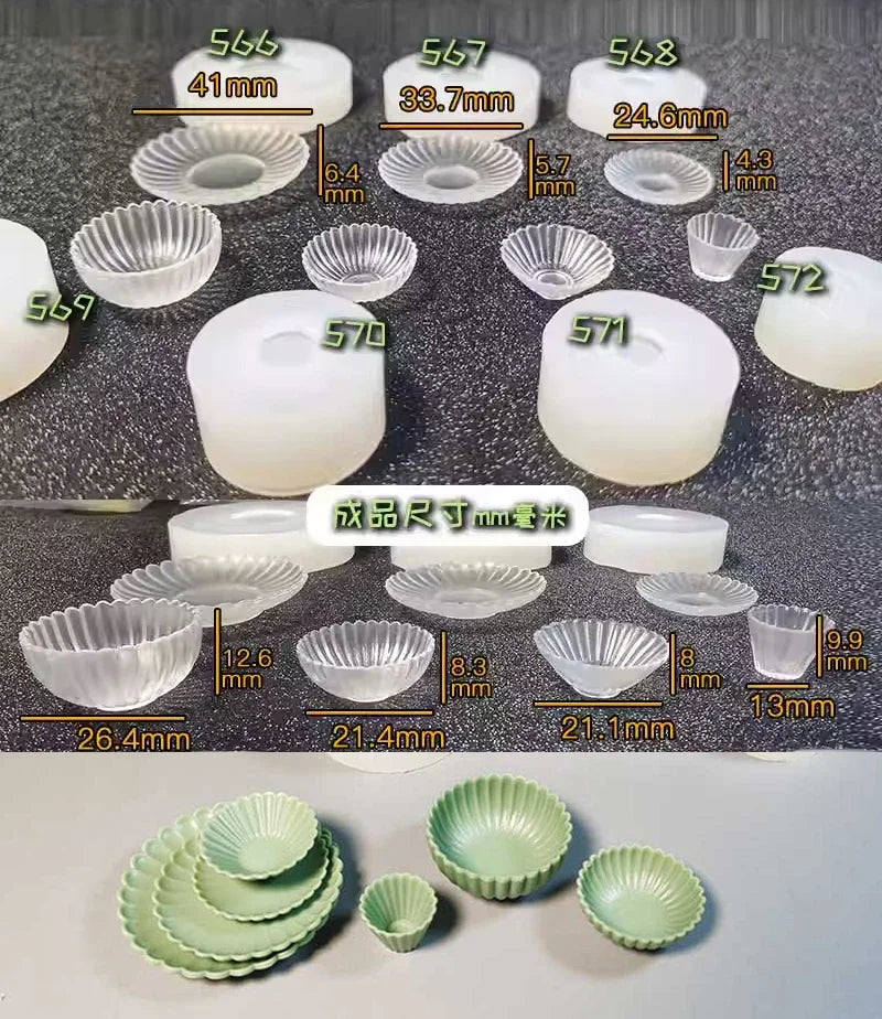 Miniature Food Play Mini Vintage Plate Fruit Plate Dinner Plate Doll House Mini Baking Baking Pan Organizer Jar Silicone Mold