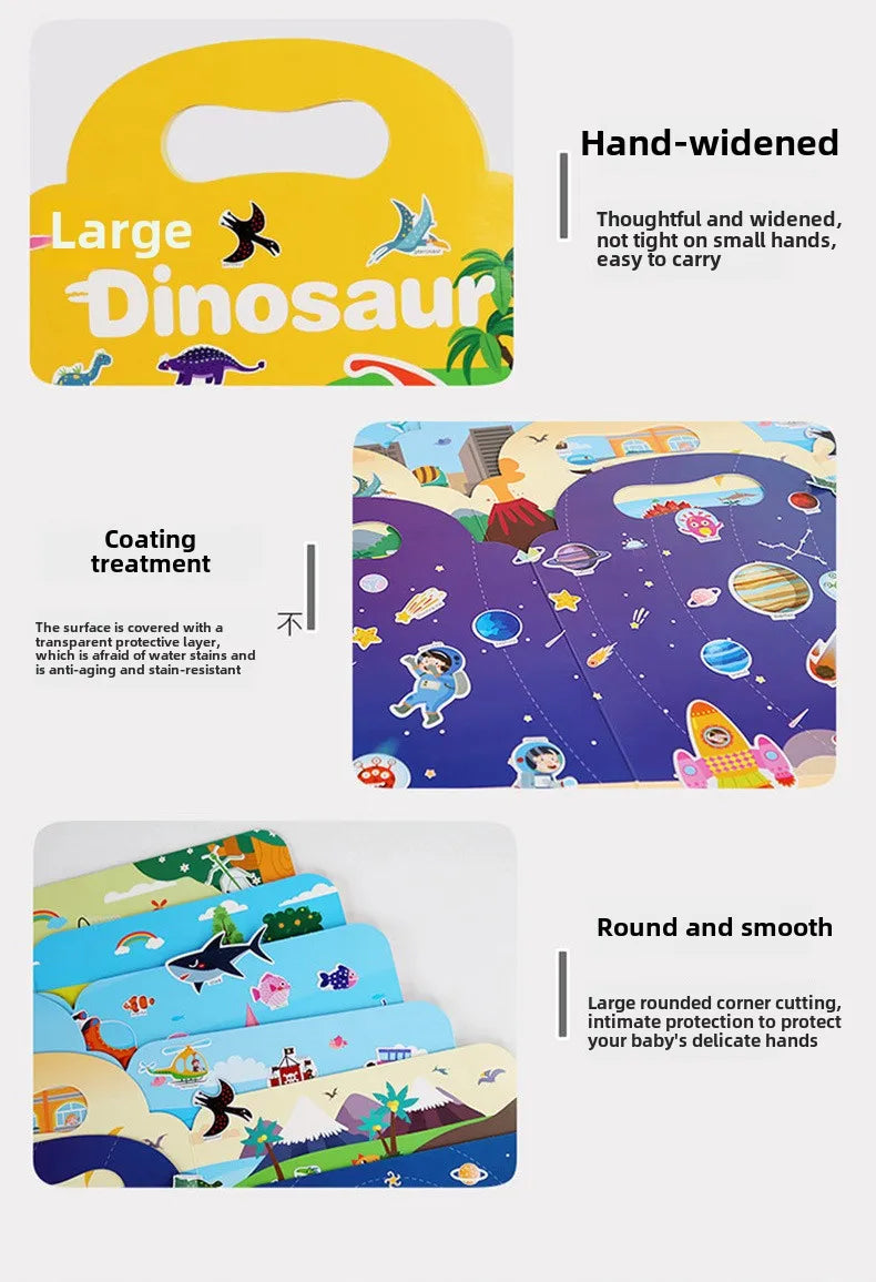 Reusable Bubble Sticker Book for Kids - Multi-Themed Educational Learning Activities, Washable & Safe Toddler Stickers