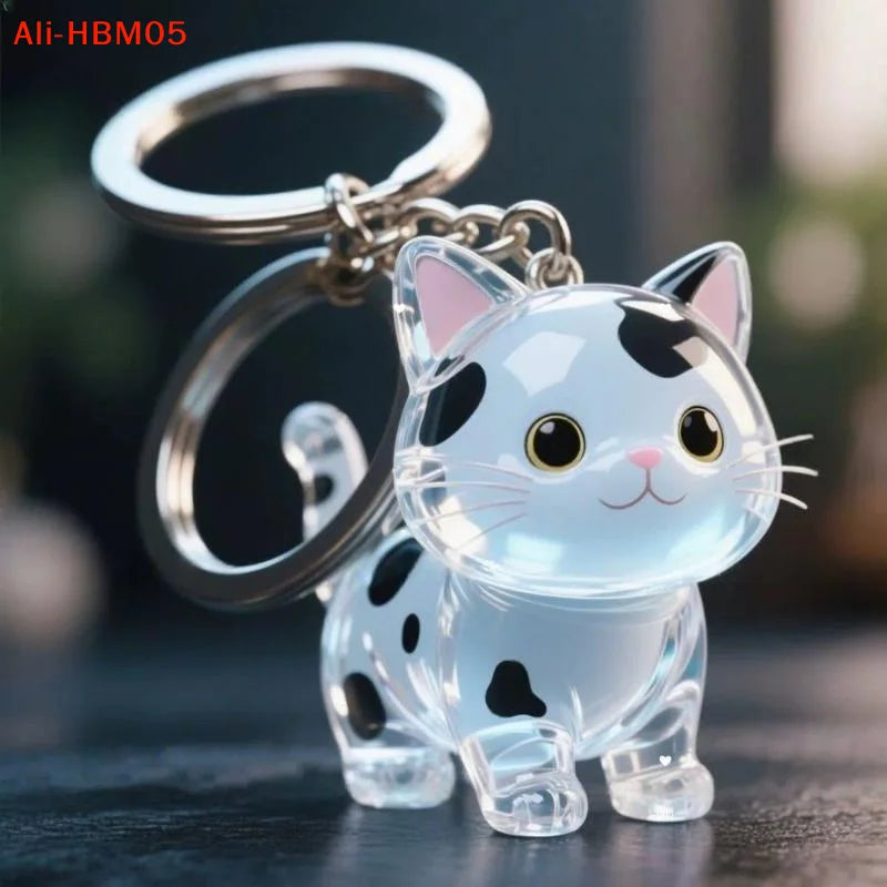 (HB05)Cute Cat Hair Storage Keychain Bag Pendant Transparent Pet Fur Keepsake Capsule Souvenir Collection Gift Decoration