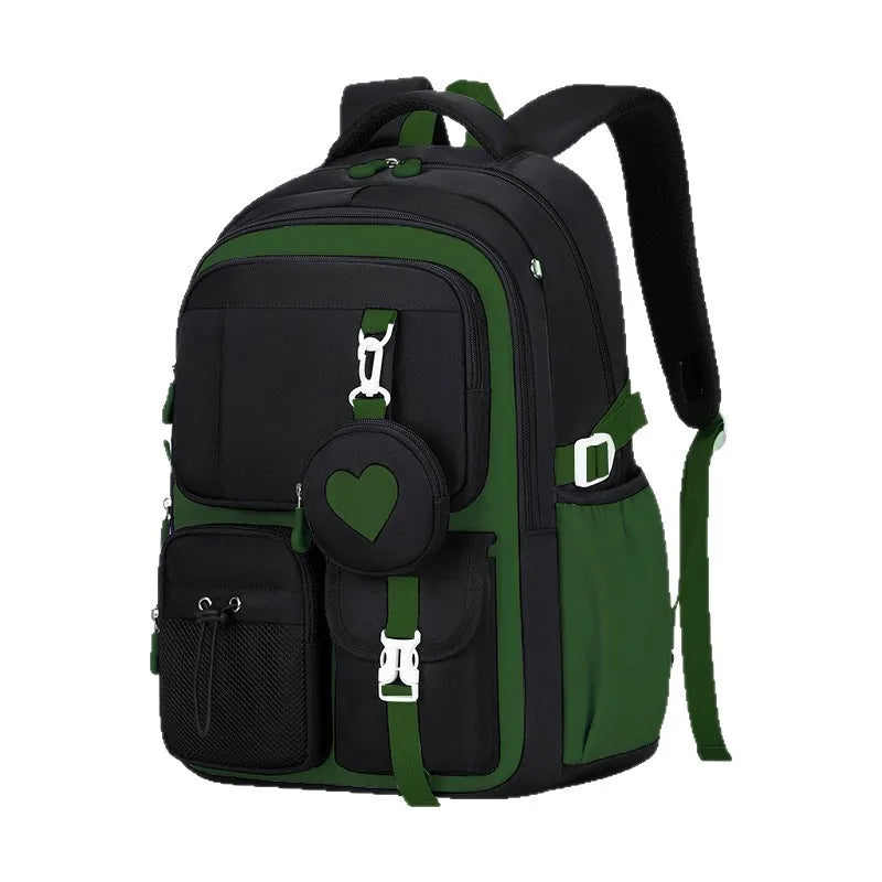 Love Pattern School Bag Backpack Pencil Case lunch bag Three Piece Set Nylon Fabric Waterproof Boy Girl Teenagers Trend Backpack