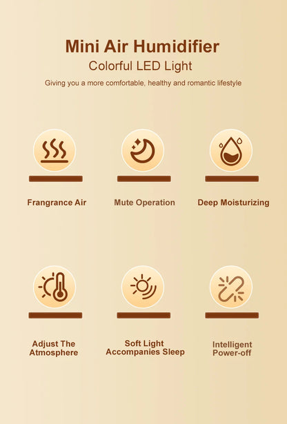 Essential Oil Aroma Diffuser Fragrance Cool Mist Difusor USB Powered Ultrasonic Air Humidifier with 7 Color LED Lights