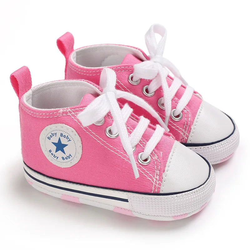 Print Star Sports Baby Canvas Classic Sneakers Newborn Baby Boys Girls First Walkers Shoes Infant Toddler Anti-slip Baby Shoes