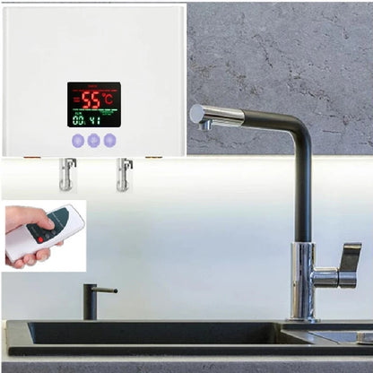 110V 220V Instant Water Heater Kitchen Bathroom Wall Mounted Electric Water Heater Hot Water Shower with LCD Temperature Display