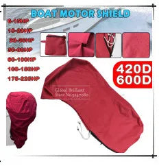 600D Boat Full Outboard Engine Cover Heavy Duty Silver Engine Motor Covers Protector For 6-225HP Waterproof