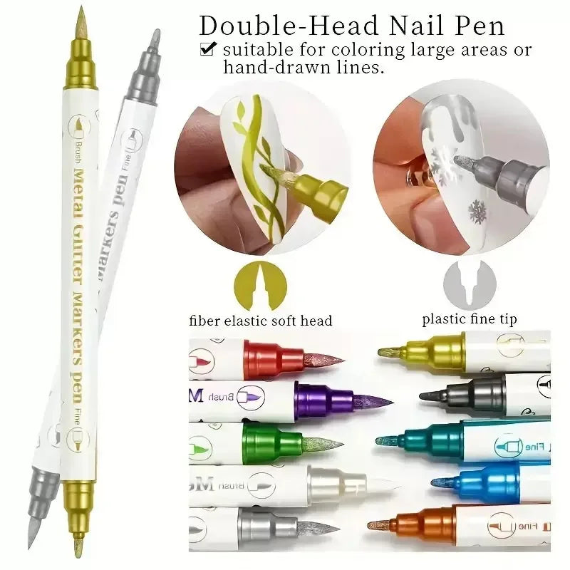 Nail Art Markers Customised Specialised Needle Tube Nail Art Pens Hand-Drawn Outline Pen Acrylic Paint Pen Set Acrylic Paintbrus