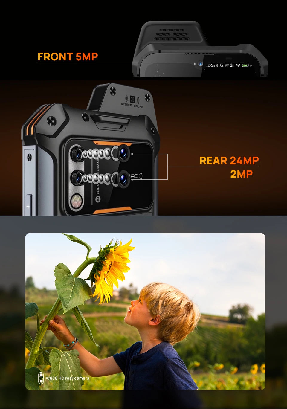 UNIWA W888 ATEX Explosion-proof IP68 Smartphone 4GB 64GB Andriod 11 6.3 Inch NFC Cellphone Walkie Talkie 4G Mobile Phone