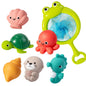 Frog Net Fishing Bath Toy Baby Floating Turtle Animal Squeeze Squeaky Pool Summer Splashing Water Toy Gift