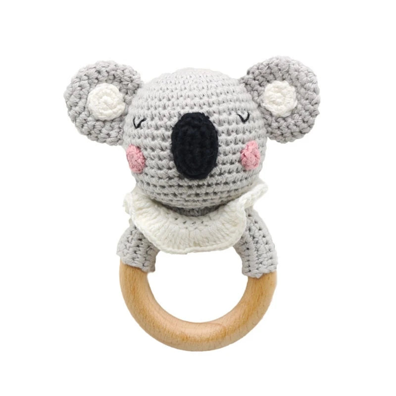 Baby Pacifier Clip Crochet Koalas Handbell Rattle Doll Teether Pacifier Chain Clips Set Dummy Chain Cartoon Teething Toy