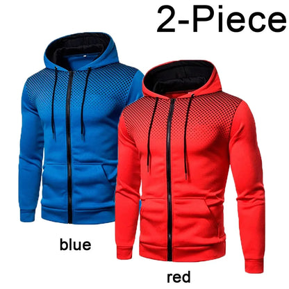 2023 Autumn and Winter New European and American Solid Color Fleece Sweater Pants Men's Casual Zipper Sports Hat Set