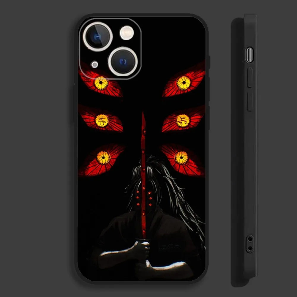 Cool K-Kokushibo Anime Phone Case For iPhone 16,15,14,13,12,11,Pro,Max,Plus,Mini,X,XS,XR,8,7,6,S,SE Soft Black Case