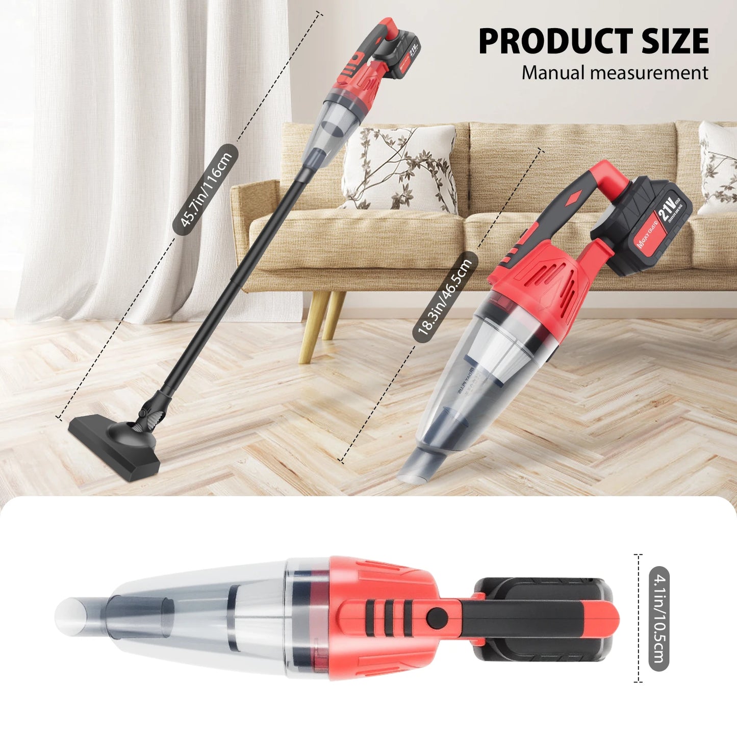 Handheld vacuum cleaner 5500Pa with LED Lighting handheld vacuum cleaner Battery Wireless Wet & Dry Handheld Washer with Washable HEPA Filter Bagless Car Home Power Clean