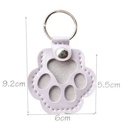 Pet Hair Commemorative Keychain Pu Leather Cat And Dog Fur Souvenir Keychain Dog Paw Pendant Pet Hair Storage Pendant Decoration