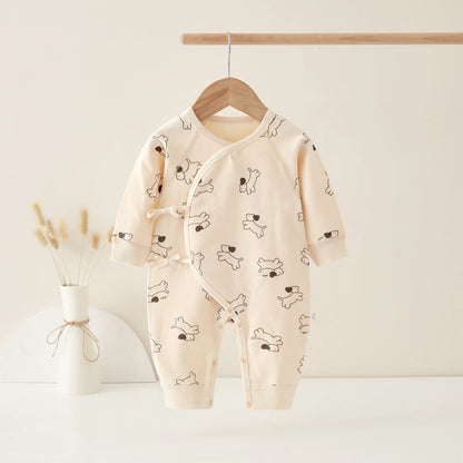 AYNIGIELL Spring Autumn 0-6 Months Baby Jumpsuit Cartoon Pattern Male and Female Infants 100%Cotton Rompers Infant Clothing
