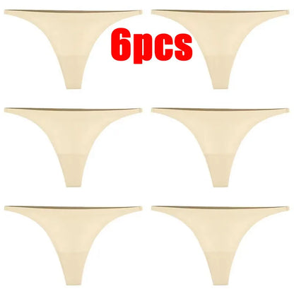1-6pcs Seamless Panties Ice Silk Seamless Panties For Women Soft Thin Thongs Woman Satin Underwear Female Bikini String Panties