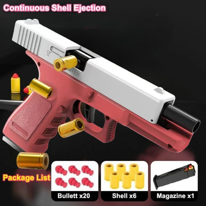 Mechanical G17 Soft Bullet Toy Gun Shell Throwing Continuous Firing Launcher Model Outdoor Sports Shooting Games for Children