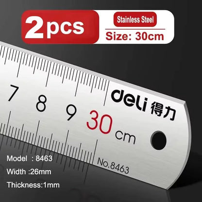 DELI Metal Ruler Precison Clear Marking Craft Wood Working Draft Measure Tool