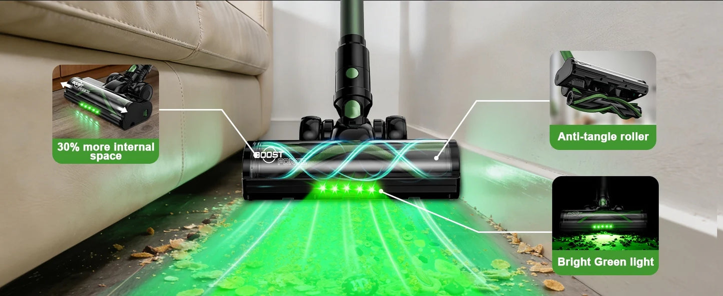 Cordless Vacuum Cleaner,Self-Standing，10-in-1/58Kpa/55Mins Stick Vacuum with LED Lighting Brush Vacuum  for Pet/Hair/Carpet