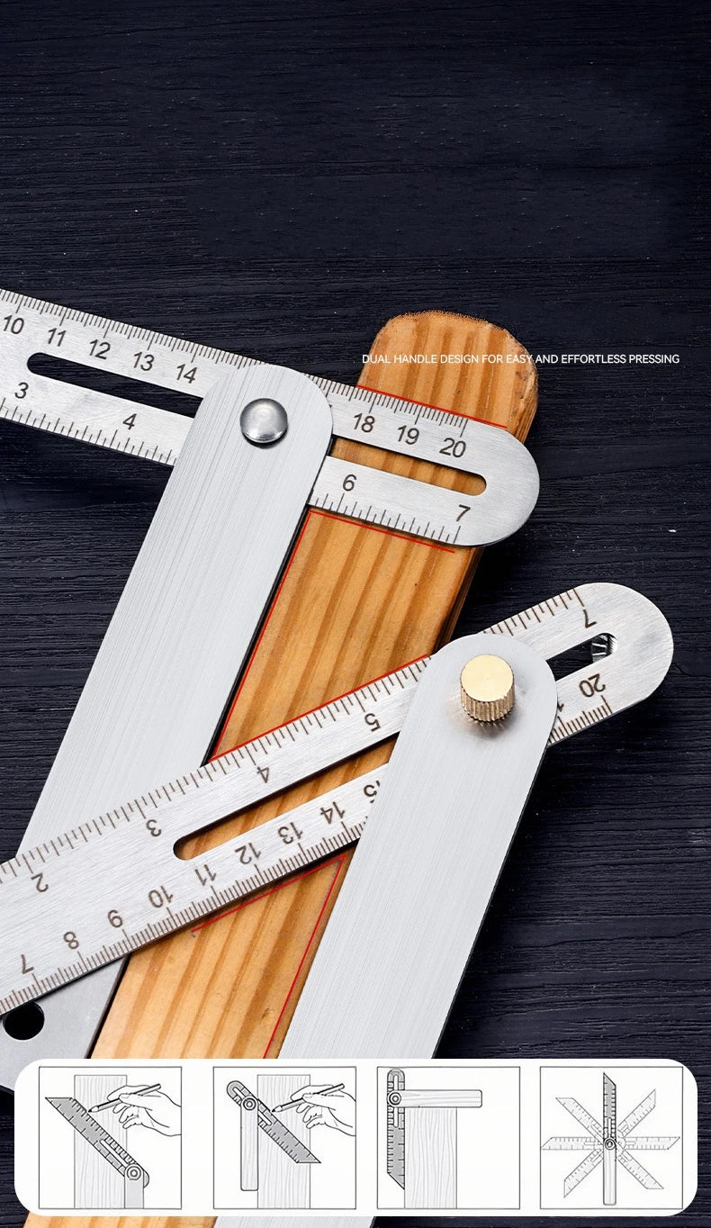 Woodworking Measuring Ruler Stainless Steel Drawing Aid Carpentry Tool Woodworking Ruler For Carpenters Craftsmen Homeowners