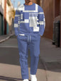 Autumn Casual Men's Long-Sleeve Set Trendy Gradient Print Outdoor Crew Neck Long-Sleeve Top & Casual Pants Two-Piece Set