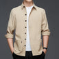 New Men Casual and Fashionable Long Sleeved Workwear Shirt Solid Color Comfortable and Breathable Versatile Top for All Seasons