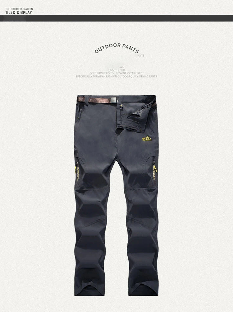 Longe Summer Quick Dry Hiking Pants Men Stretch Waterproof Tactical Pants Zipper Pockets Trousers Lightweight Fishing Pants