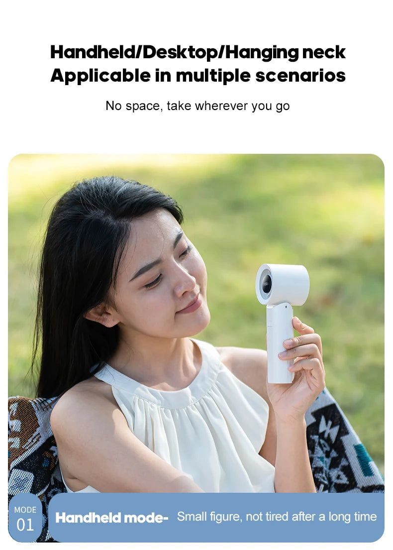 KINSCOTER Portable High Speed Handheld Fan 2000mAh Foldable Cooling Fan 100 Speed Rechargeable Turbo Fan W/ LED Digital Display