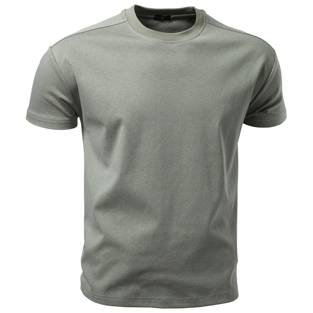 AIOPESON Men's Cotton O-Neck T-Shirt Soft Touch Comfortable Solid Color 8 Options Breathable Lightweight Casual Daily Tee
