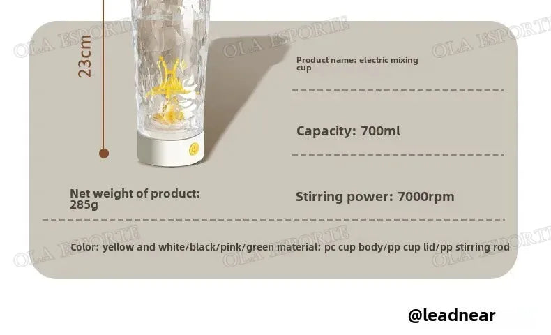 New Detachable Electric Mixing Cup Electric Protein Powder Shaker Cup USB Rechargeable Reusable Suitable For Lndoor/Outdoor Use