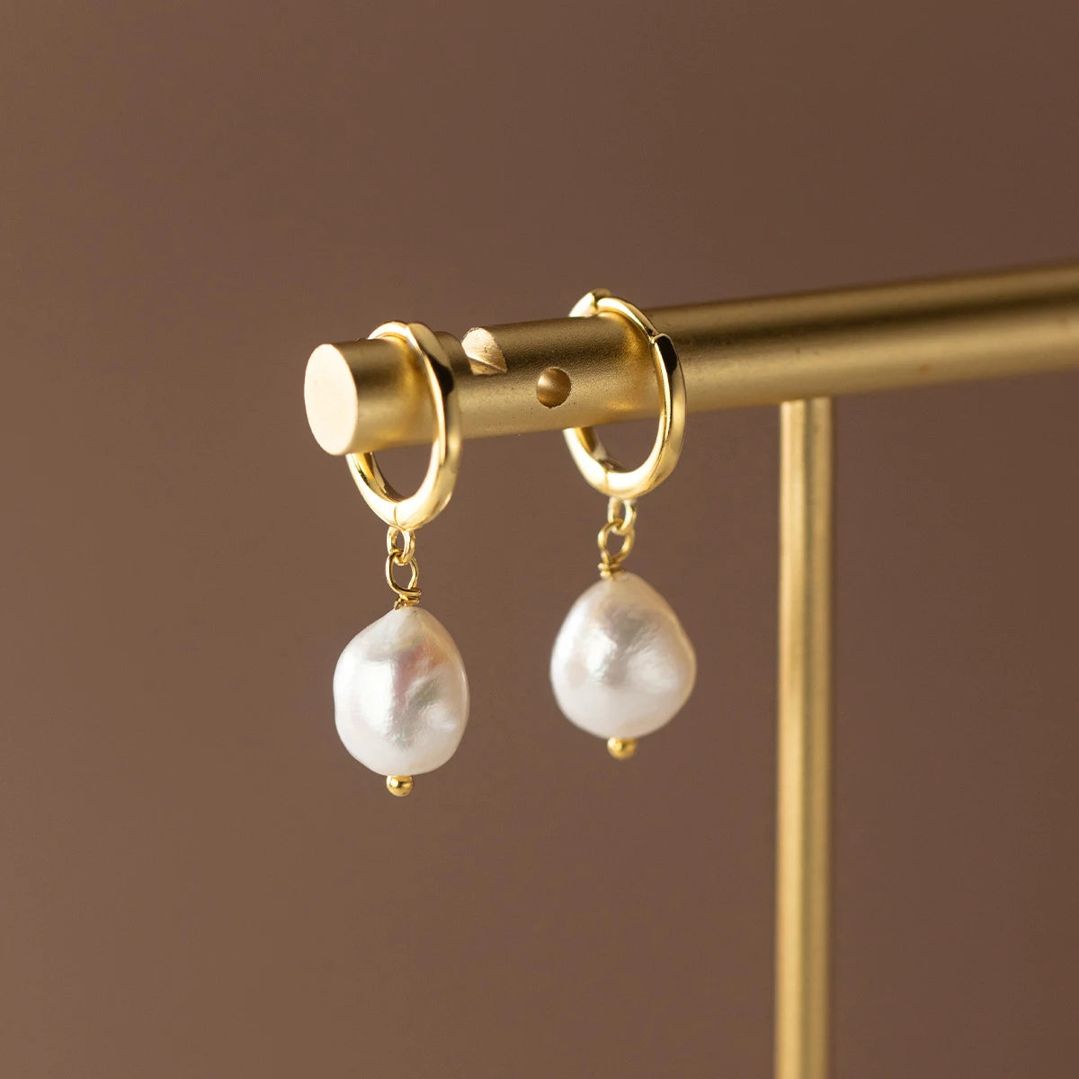 Modian 925 Sterling Silver Baroque Pearl Ear Buckles For Women Trendy Bright Simple Hoop Earrings Fine Jewelry Luxury Gift
