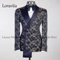 Customized Tuxedo Luxury Beaded Men Suits 2 Pieces Sets Male Dinner Party Blazers Slim Fit Groom Prom Terno Masculinos Completo