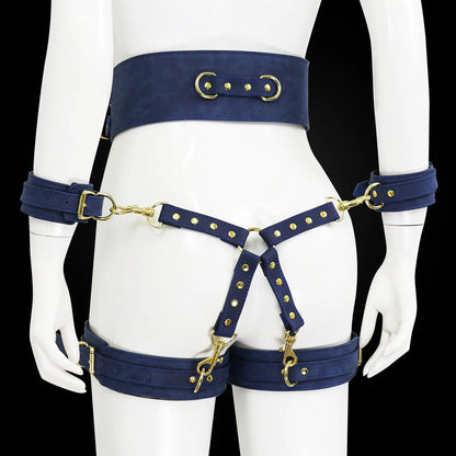 Professional BDSM Red Leather Harness Set Collar Handcuffs Restraint Kit for Women Slave Role Play Fetish Gear Adult Game Toy