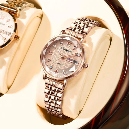 POEDAGAR Watch Women New Fashion Luxury Stainless Steel Wristwatch Bracelet Simple Rose Gold Waterproof Luminous Ladies Watches