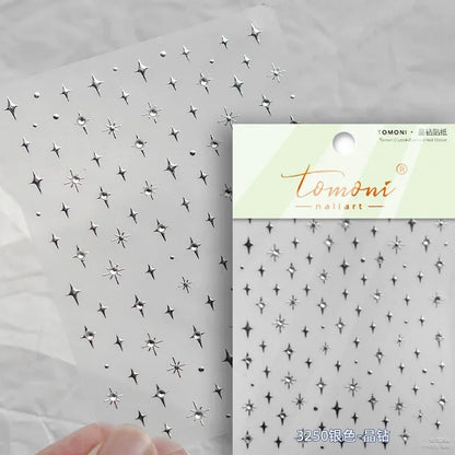 1 piece  5D silver nail stickers metal mini star nail art stickers high quality exquisite decals self-adhesive nail art stickers
