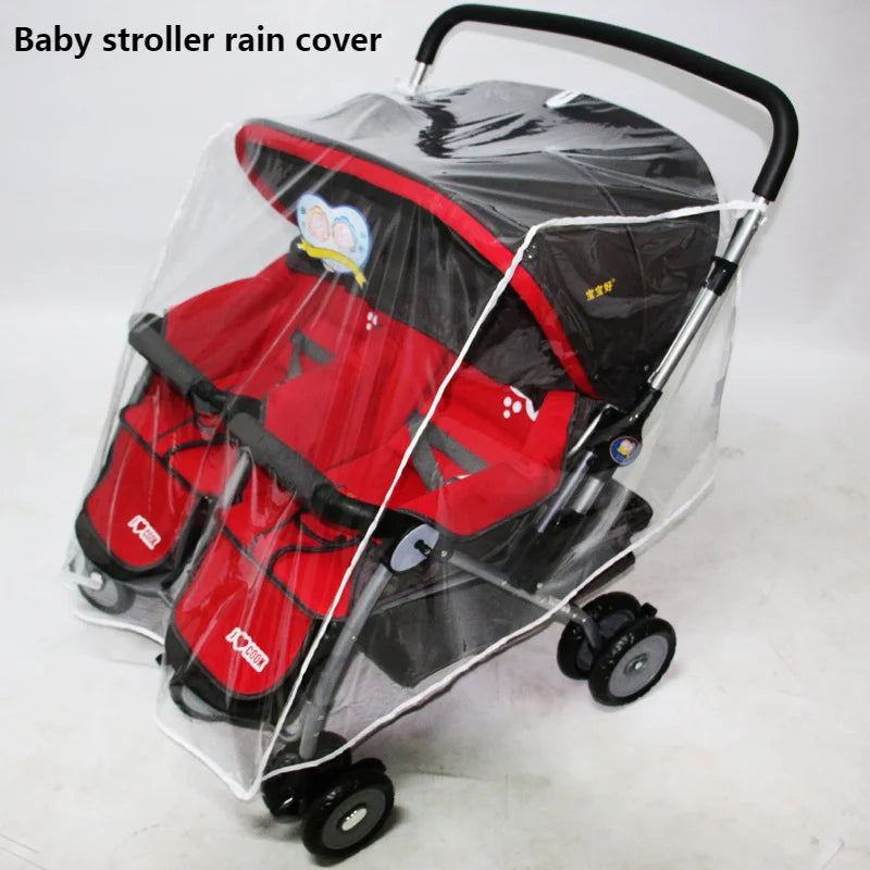 Universal Type Breathable Baby Pushchs Rain Cover For Twins Transparent Environmentally PVC Stroller Raincoat Wind Dust Shield