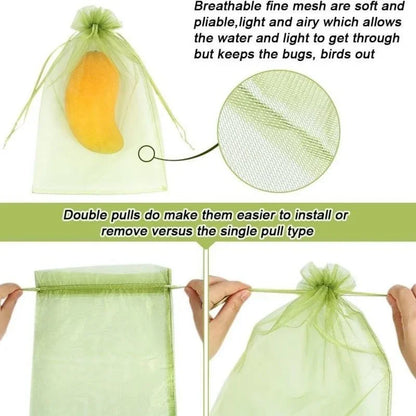 Reusable Drawstring Plant Protection Net Bags Garden Pest Proof Cover For Fruit Trees Vegetables Grapes Strawberries Berries