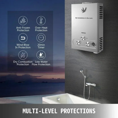 SIHAO 6L/8L/10L/12L/16L/18L LPG Water Heater, On-Demand Instant Hot Water System for Propane & Butane Gas, Tankless Home Use Boiler