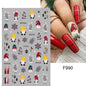 1PCS New Christmas Decorations 2023 New Year Nail Stickers Press on Nails Laser Snowflake Christmas Tree 3D Nail Decal