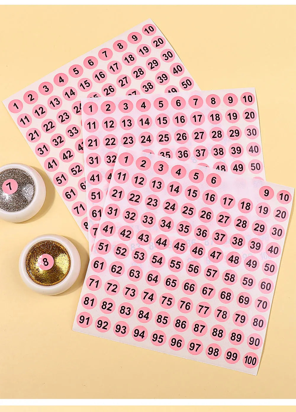 2Pcs/Lot Waterproof Pink Number Sticker Label For Nail Polish Color Gel Varnish Marking Digital Label Sticker Manicure Tool
