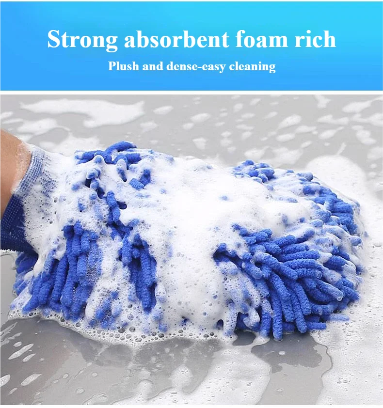 Microfiber Car Wash Cloth Gloves Automotive Double-sided Cleaning Drying Towels Thicken Chenille Vehicle Window Glass Supplies