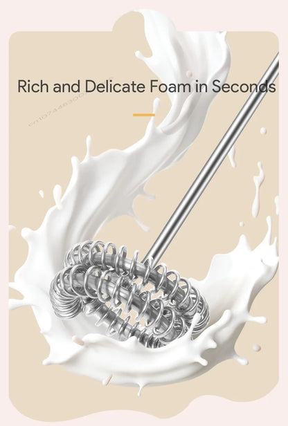 Electric Milk Frother USB Rechargeable Handheld Egg Beater 3 Speeds Foam Maker Mixer Coffee Drink Frothing Wand Foamer Kitchen