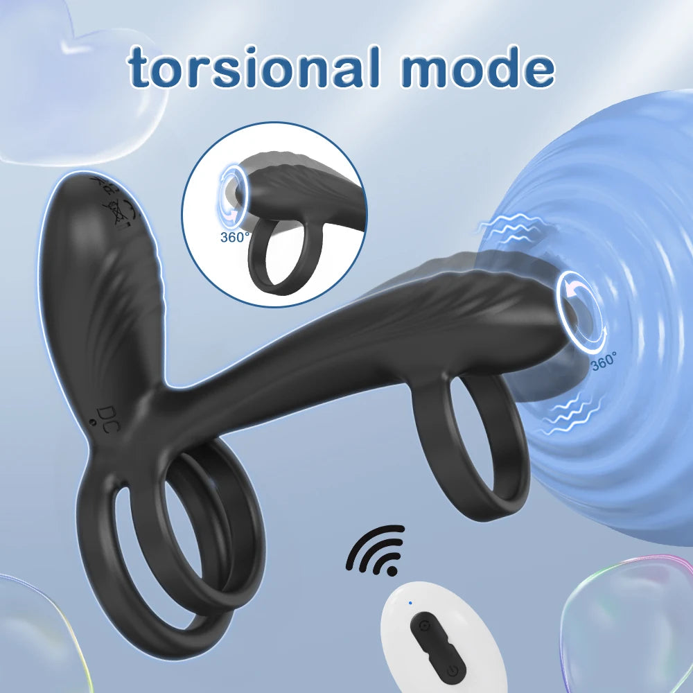 Vibrating 360°Twisting Cock Ring Sex Toys for Women Adult Couples G-spot Clitoral Stimulator Penis Ring for Men Dick Vibrator 18