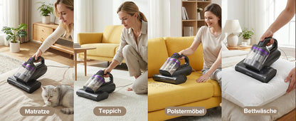 Lubluelu CM208 Handheld Bed Vacuum Cleaner Mattress Dust Mite Remover 15Kpa Powerful Portable Vacuums for Home Sofa Bed Couch