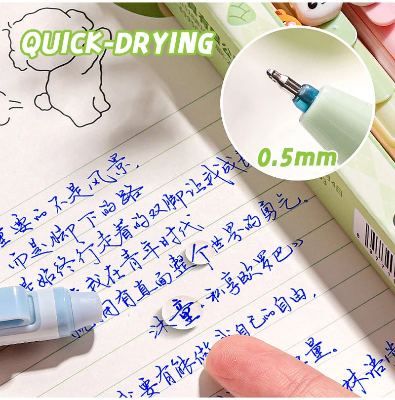 4 Pcs/Set Creative Pull-Type Erasable Gel Pens Blue Ink 0.5mm ST Erasable Pen for School Student Exam Writing Stationery