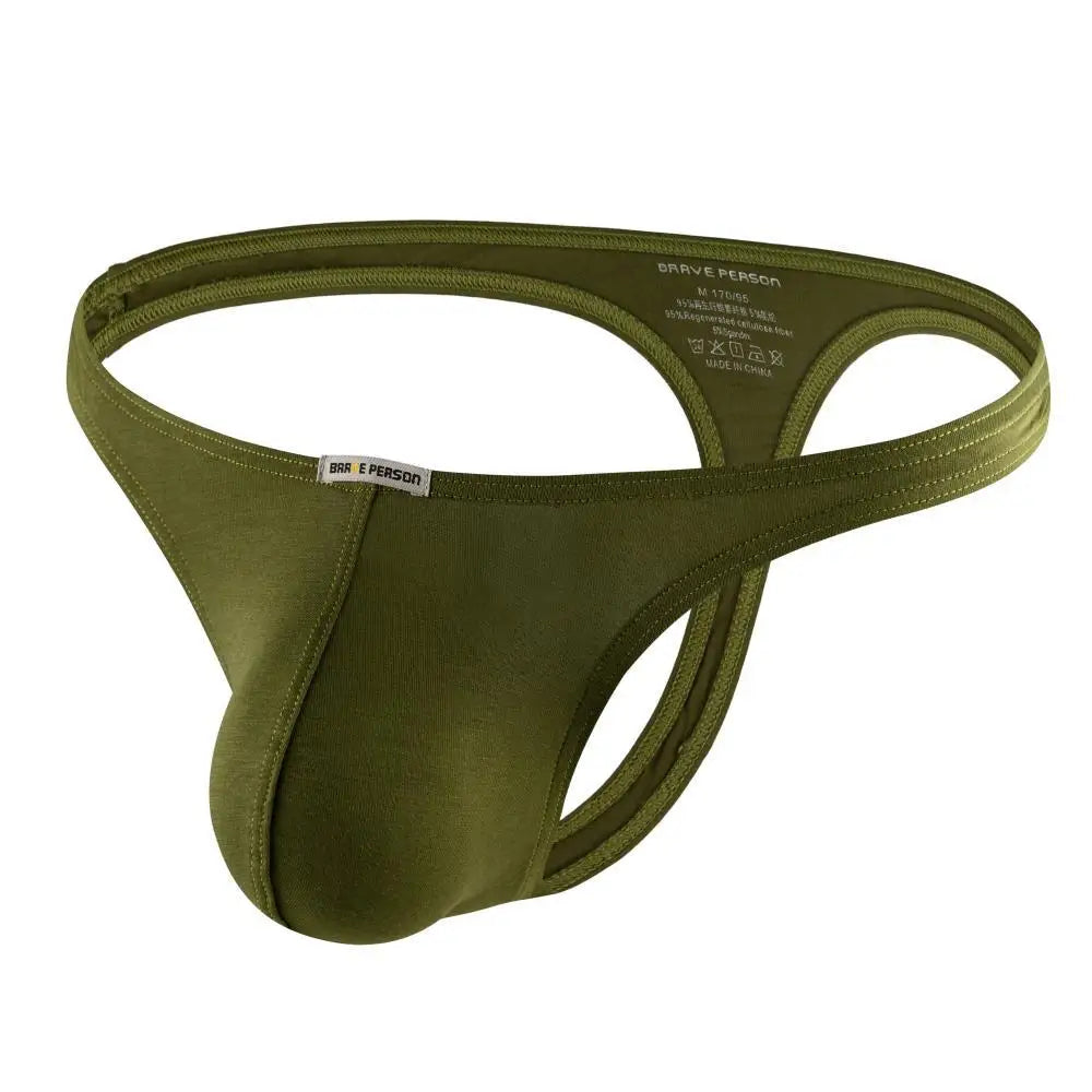 BRAVE PERSON Men Underwear Thongs Sexy Low Rise Solid Briefs T-back Modal Breathable Underpants G Strings Male Panties Thongs