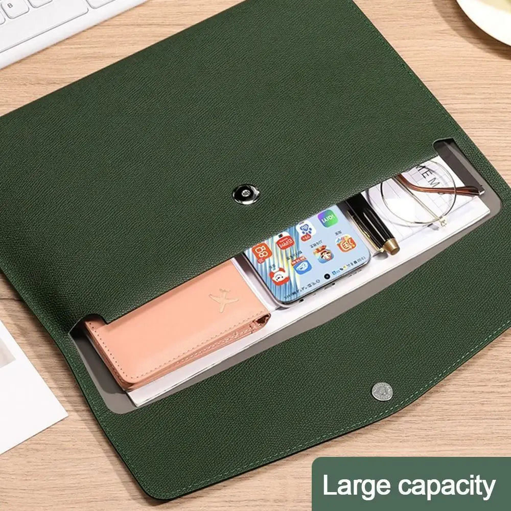 Stationery Dustproof Leather Leather Document Pouch Large Capacity A4 Leather File Folder File Bag for Men