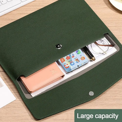 Stationery Dustproof Leather Leather Document Pouch Large Capacity A4 Leather File Folder File Bag for Men