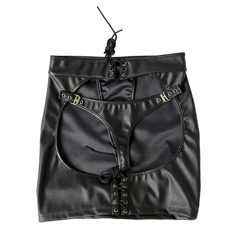 SM Products Adult Toys Black Leather Bondage Set Bdsm Sex Erotic Fetish Mini Dress Porn Skirt Adult Games  Exotic Accessories