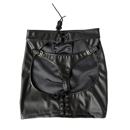 SM Products Adult Toys Black Leather Bondage Set Bdsm Sex Erotic Fetish Mini Dress Porn Skirt Adult Games  Exotic Accessories