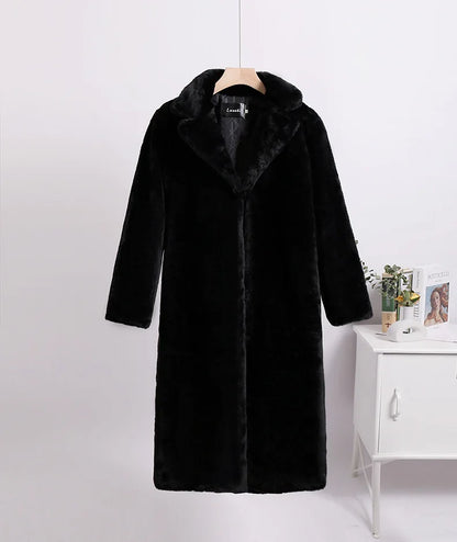 TARUXY Winter Loose Mink Velvet Imitation Fur Splicing Long Coat Fur Suit Collar Women's Coat High Street Fashion Lady Overcoat